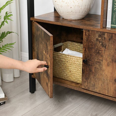 VASAGLE Librería de 4 Niveles, Estantería de Almacenamiento de Estilo Industrial,  Estructura de Acero Estable, para Salón, Estudio, Oficina, Cocina, Marrón Rústico y Negro por SONGMICS