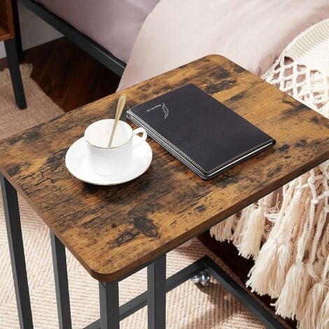 VASAGLE Mesa Auxiliar con Ruedas para sofá Mesa Lateral Café Comidas  Ordenador iPad Estructura de Metal