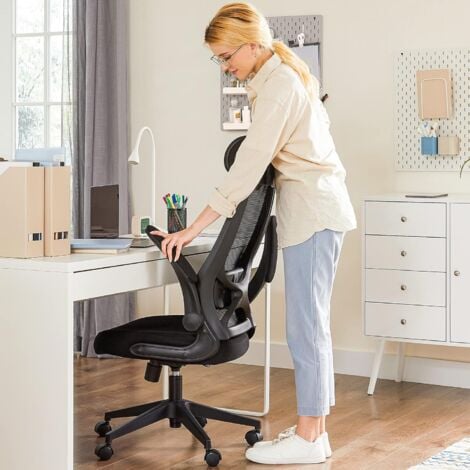 Silla de Oficina, Silla Ergonómica, Silla Giratoria, con Reposabrazos y  Reposacabezas Ajustables, Tejido Transpirable, Altura Ajustable