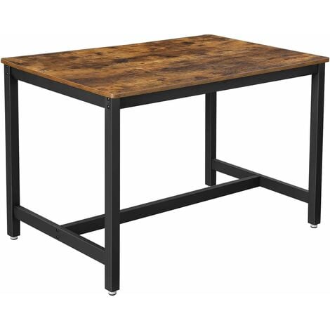 VASAGLE Mesa de Comedor 4 Plazas, Mesa de Cocina, 120 x 75 x 75 cm, Armazón de Metal de Alta Resistencia, Estilo Industrial, para Sala de Estar y Comedor, Marrón Vintage