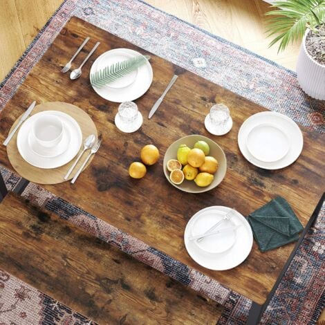 VASAGLE Mesa de Comedor 4 Plazas, Mesa de Cocina, 120 x 75 x 75 cm, Armazón de Metal de Alta Resistencia, Estilo Industrial, para Sala de Estar y Comedor, Marrón Vintage