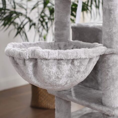 FEANDREA Árbol Grande para Gatos con 3 Cuevas para Gatos, Torre para Gatos de 164 cm, Gris Claro por SONGMICS