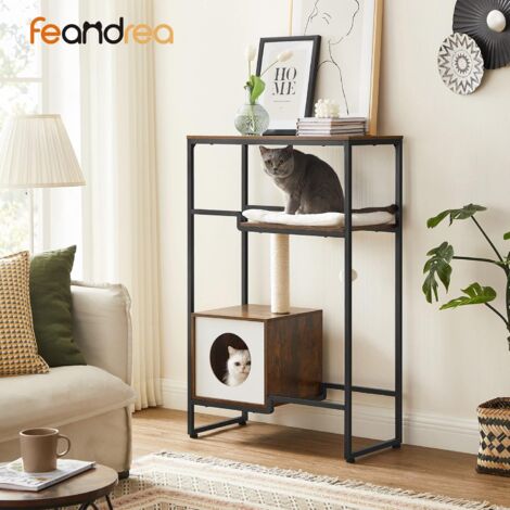 FEANDREA Árbol de Gatos, Rascador de Gatos, Marrón Rústico por SONGMICS