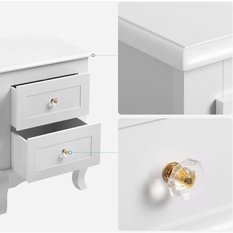 VASAGLE 2 Mesitas de Noche, Armario con 2 Cajones, Mesita Lateral de Madera con Patas de Pino Macizo, Amplio Espacio de Almacenamiento, Blanco por SONGMICS