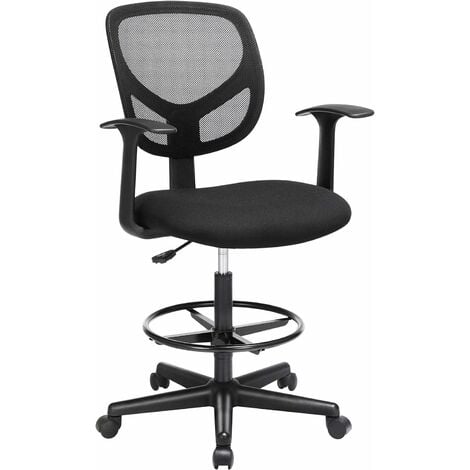 Silla de oficina de malla con soporte lumbar, silla de escritorio ejecutiva  ergonómica, taburete ajustable, balanceo giratorio con respaldo medio