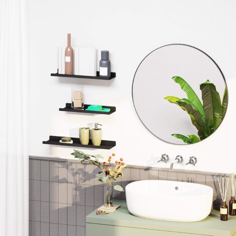 Estantes de Pared Metálicos, Juego de 3 Estantes Flotantes, Estilo Industrial, para Decoración, Marcos de Fotos, Adornos, 6 Tornillos Incluidos para Montaje, Negro