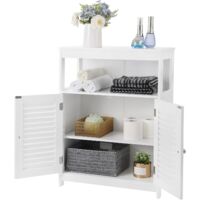 VASAGLE Armario del baño, Mueble baño, Armario Auxiliar, Organizador con 2 Puertas de persianas para baño, Sala de Estar, Cocina, Entrada, por SONGMICS