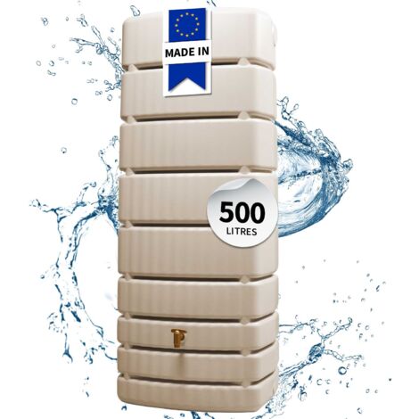 4rain Cuve Murale SLIM 500 L, sable - Réservoir robuste pour eaux pluviales, écologique et design compact