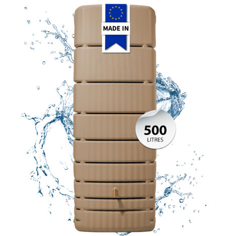 4rain récupérateur d'eau mural SLIM 330L sable avec robinet PE imitation laiton - Compact et élégant pour une collecte efficace