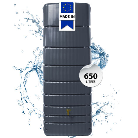 4rain récupérateur d'eau mural SLIM 330L sable avec robinet PE imitation laiton - Compact et élégant pour une collecte efficace