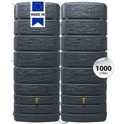 Réservoir mural récupérateur d'eau de pluie 1000 L – 2 x 500 L gris graphite – Matériaux résistants aux intempéries – Made in Germany – 4Rain (1/5)