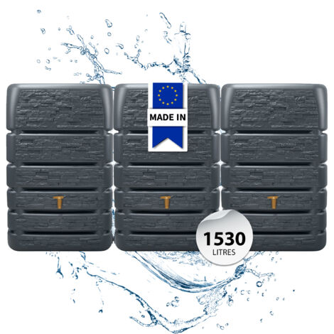 4rain SLIM STONE DECOR réservoir mural-SET 1530 L, gris graphite 3 x SLIM STONE DECOR 510 L, incl. raccord