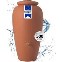 Garantia – Réservoir d'eau de pluie 500 L – Couleur terracotta – Raccords filetés 19 mm – Ouverture de 18 cm pour remplissage facile