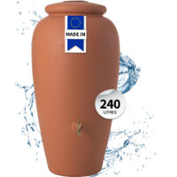 Récupérateur d'eau de pluie enterré 240 L – Terracotta – 2 raccords filetés 19 mm – Ouverture de couvercle 18 cm – Graf Otto