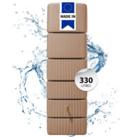 Récupérateur d'eau de pluie mural 330 litres taupe – Résistant aux intempéries – Ouverture de couvercle 18 cm – 2 raccords filetés 19 mm – 4Rain