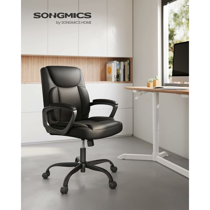 Sedia Da Ufficio Ergonomica HOMCOM Senza Braccioli - Altezza Regolabile 46-56 Cm, Tessuto Grigio, Funzione Dondolo
