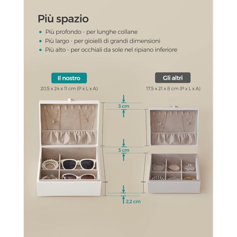 Portagioie SONGMICS In Metallo - Con 2 Cuscinetti Per Orecchini E 6 Barre, Colore Oro