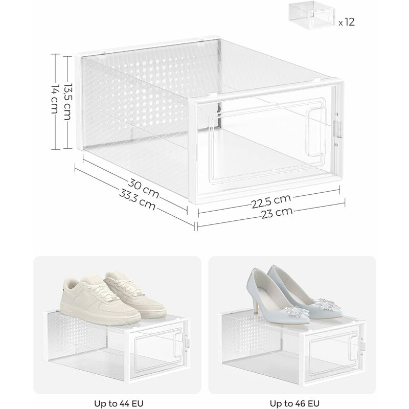 DINMO Scatole Per Scarpe, Pacco Da 4 Contenitori Per Scarpe, 8 Coppie