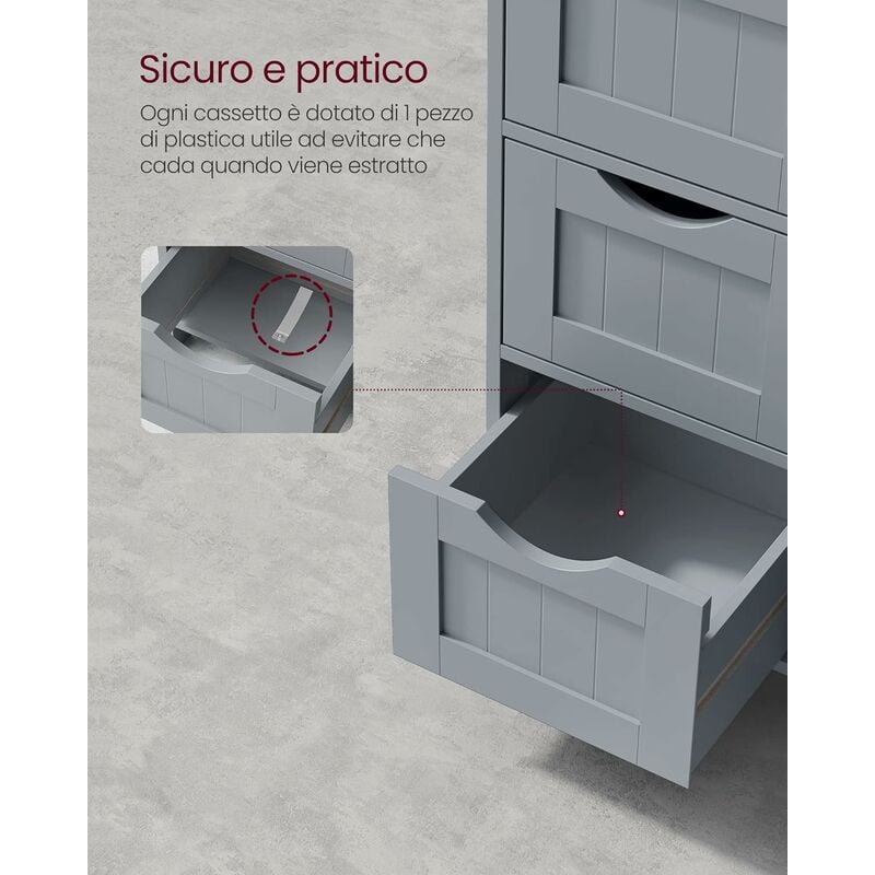 VASAGLE Armadietto da Bagno, Cassettiera con 3 Cassetti, Mobile da Bagno,  Contenitore Organizzatore, 30 x 30 x 80 cm, Soggiorno, Camera da Letto,  Cucina, Marrone Vintage BBK150X01 : : Casa e cucina