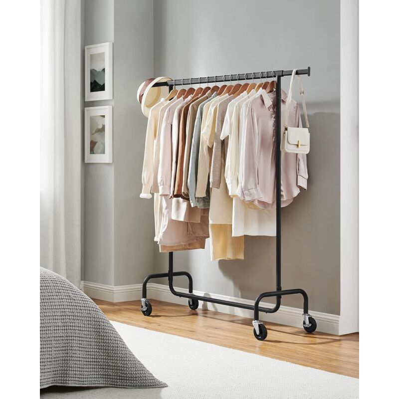 Appendiabiti A Doppia Barra SONGMICS - Con Rotelle E Ripiano, Bianco, Portata 110kg - Foto 2