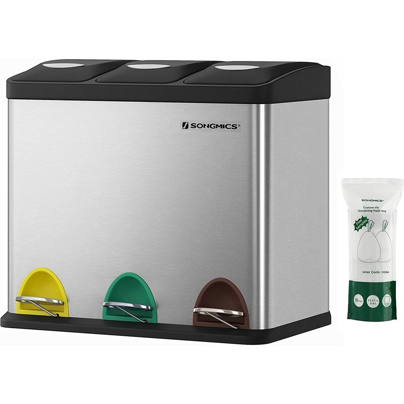 5 anni di garanzia - blu scomparti per rifiuti bidoni Compost e riciclaggio per la cucina 3 in 1 pattumiera cucina 
