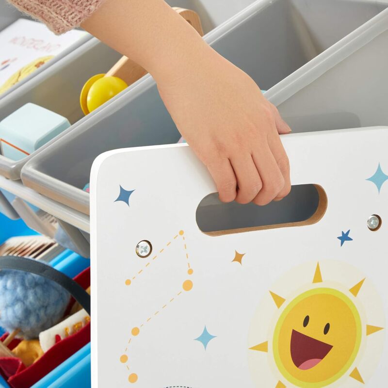 Scaffale Giocattoli SONGMICS Con 7 Cestini - Organizzatore Cameretta Bambini, Bianco, 60x60cm - Foto 10