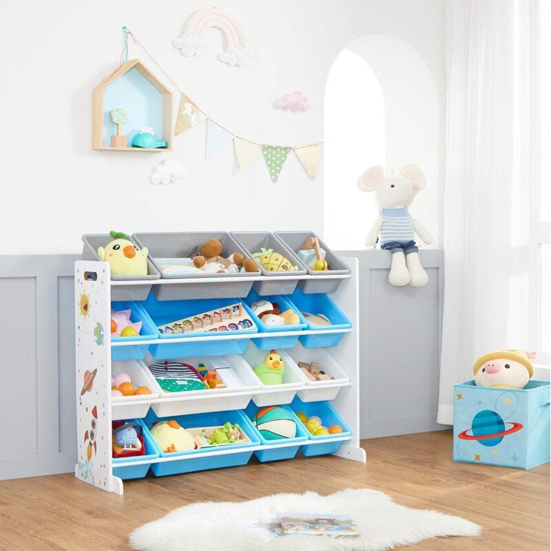 Scaffale Giocattoli SONGMICS Con 7 Cestini - Organizzatore Cameretta Bambini, Bianco, 60x60cm - Foto 8
