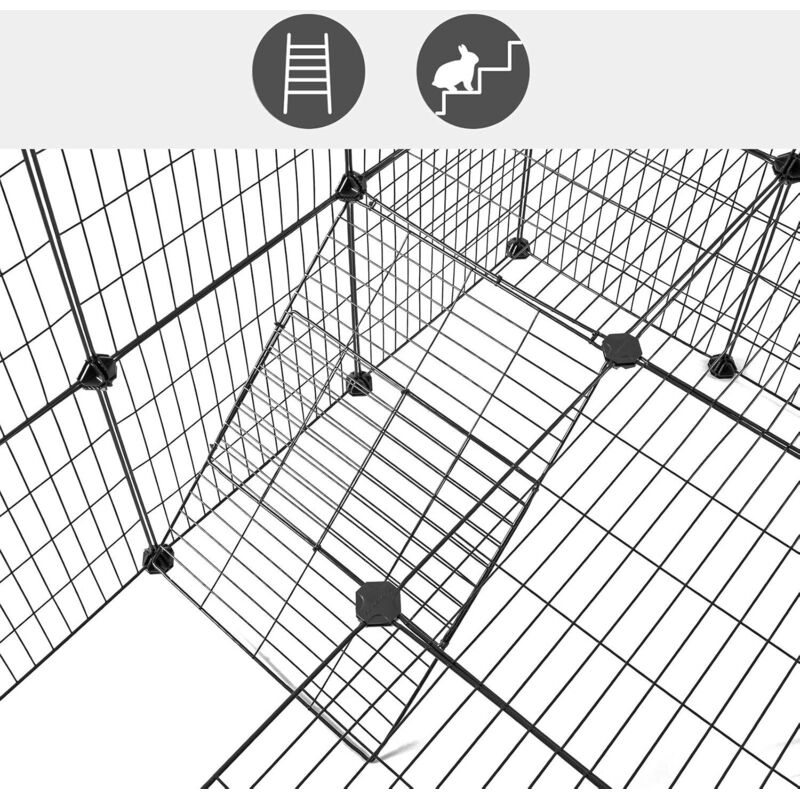Recinto Esterno Per Animali Domestici Froadp - Griglia Metallica 142x72cm Con Porta - Per Conigli, Cavie E Cuccioli - Foto 3