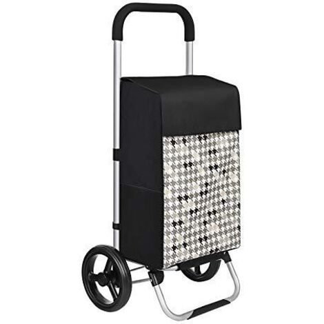 Carrello Portaspesa Pieghevole SONGMICS - 40L, Tessuto Oxford, Telaio Alluminio, Rotelle EVA, Motivo Pied De Poule