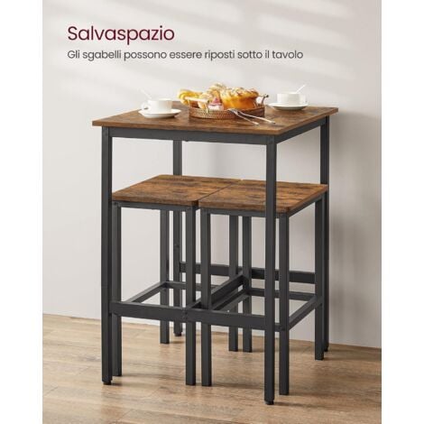 VASAGLE Sgabelli da Bar, Set di 2 Sgabelli Cucina Imbottiti in PU, Sedile  Alto 75,5 cm, con Poggiapiedi, Montaggio Facile, Industriale, Sala da  Pranzo, Nero Classico e Marrone Caffè