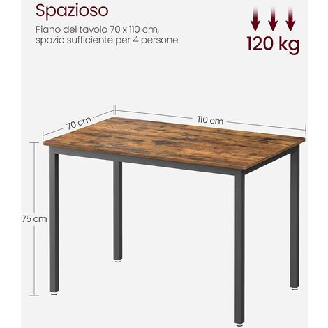 VASAGLE Tavolo Da Pranzo Industriale 120x75 Cm - Per 4 Persone, Stile Rustico - Foto 8