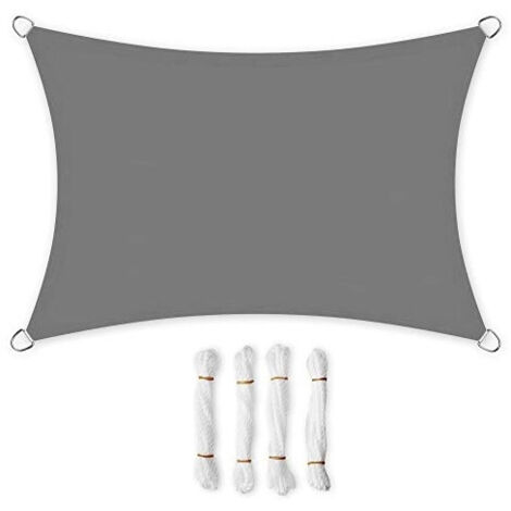 Tenda a Vela Ombreggiante Rettangolare 240 x 270 cm Impermeabile, Protezione Antivento 98% Anti UV Tenda a Vela Rettangolare Impermeabile per Esterno