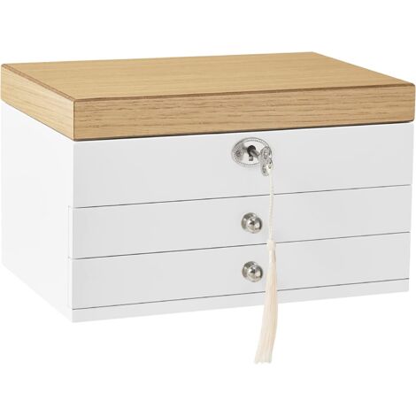 Portagioie con 6 cassetti, in legno, per collane, orologi da polso, anelli, bracciali, orecchini, occhiali da sole, marrone