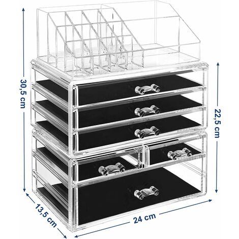 SONGMICS Organiser per cosmetici in acrilico per conservare in bagno in  camera da letto, rossetto gioielli