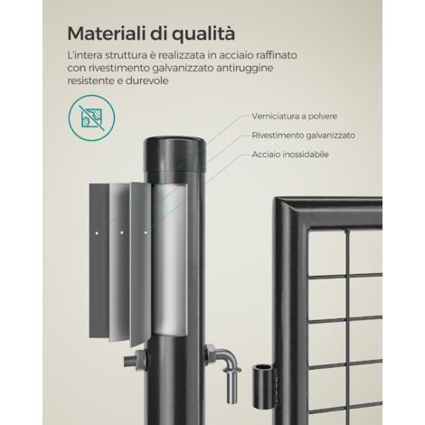 Cancello Da Giardino SONGMICS - 106x150cm, Acciaio Zincato Verde, Con Serratura - Foto 7