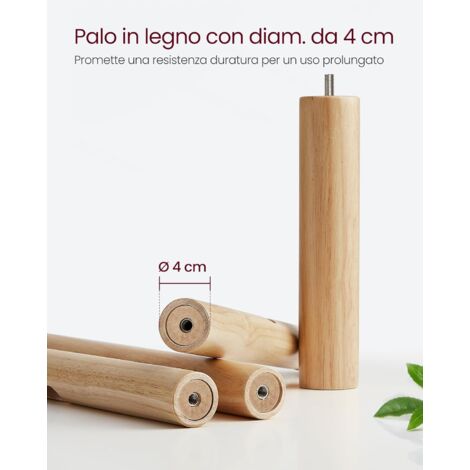 Attaccapanni Da Terra VASAGLE - 8 Ganci In Legno Regolabili, Design Moderno - Foto 10