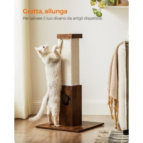 Tiragraffi Per Gatti FEANDREA - Con Piattaforma Peluche E Sisal, Grigio - Foto 8