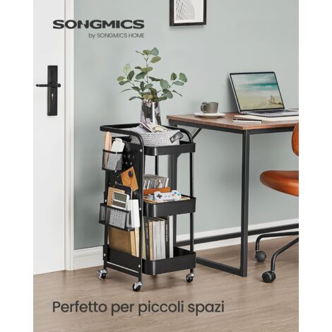 Carrello Portaoggetti SONGMICS 3 Ripiani - Con Ruote, Ganci E Pannelli Forati, Bianco, Per Casa E Ufficio - Foto 5