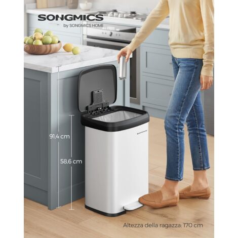 Cestino Da Cucina A Pedale Triplo SONGMICS - 45L, Acciaio, Per Raccolta Differenziata - Foto 2