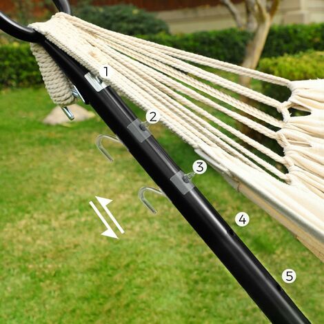Foho Amaca da Giardino Amache di Cotone per Esterno Campeggio Rosso colorato Strisce Arcobaleno | con Barre per la Diffusione Massima capacità di Carico 300 kg 260 x 150 cm 