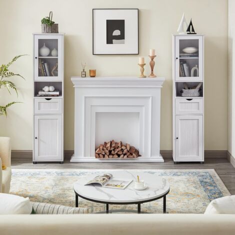 Mobile Da Bagno Salvaspazio VASAGLE Con Anta In Vetro - Bianco Nuvola, Ripiani Regolabili - Foto 7