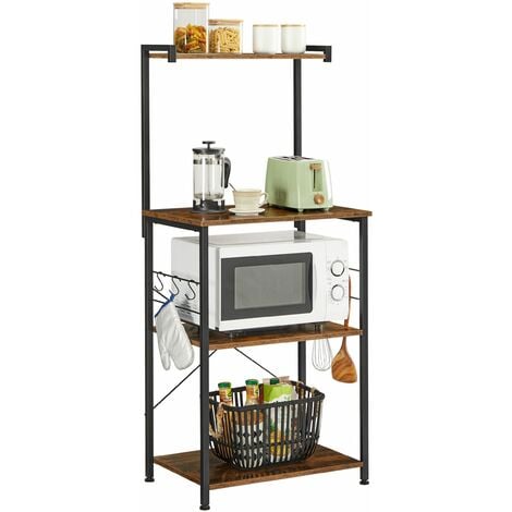 VASAGLE Scaffale da Cucina, Organizzatore per Cucina, Supporto per Forno a  Microonde, con 3 Ripiani, 6