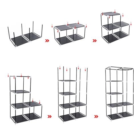 Armadio DIY Cabina Guardaroba Appendiabiti Richiudibile in Acciaio Tessuto  Non Tessuto 88 x 45 x 170cm (