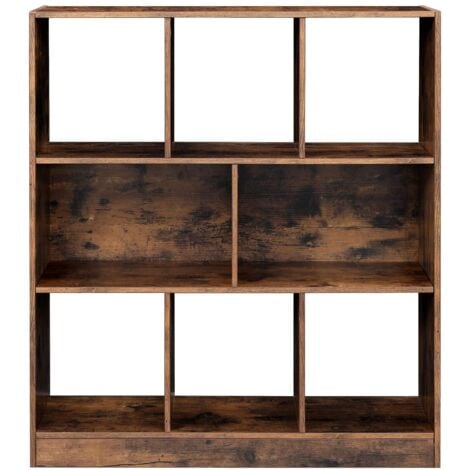 VASAGLE Libreria, Scaffale con Scomparti e Ripiani Aperti, Portaoggetti Autoportante, Organizzatore, per Soggiorno, Camera da Letto, Studio, 97,5 x 30 x 100 cm (L x P x A), Marrone Vintage