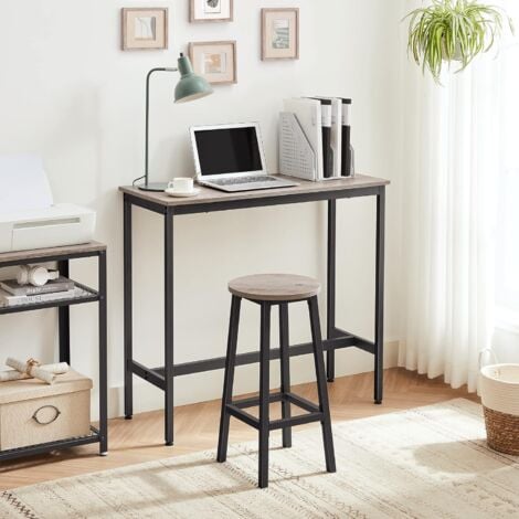 VASAGLE Set di 2 Sgabelli Alti, Sgabelli da Bar, Sgabelli Cucina, Telaio in Acciaio Resistente, Altezza 65 cm, Assemblaggio Facile, Stile Industriale, Greige e Nero da SONGMICS