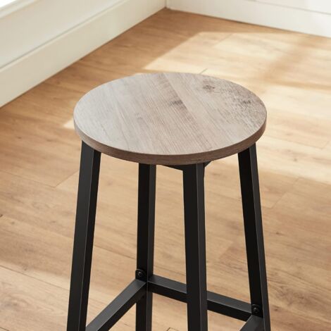 VASAGLE Set di 2 Sgabelli Alti, Sgabelli da Bar, Sgabelli Cucina, Telaio in Acciaio Resistente, Altezza 65 cm, Assemblaggio Facile, Stile Industriale, Greige e Nero da SONGMICS