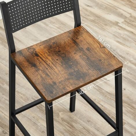 VASAGLE Sgabelli Cucina, Set di 2, Sgabelli da Bar, Sgabelli Alti per Cucina Sala da Pranzo Studio, Stile Industriale, Marrone Vintage e Nero da SONGMICS