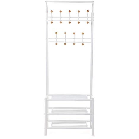 Appendiabiti HOOBRO Con Scarpiera - 3 Ripiani, 8 Ganci, Stile Industriale, Marrone E Nero - Foto 3