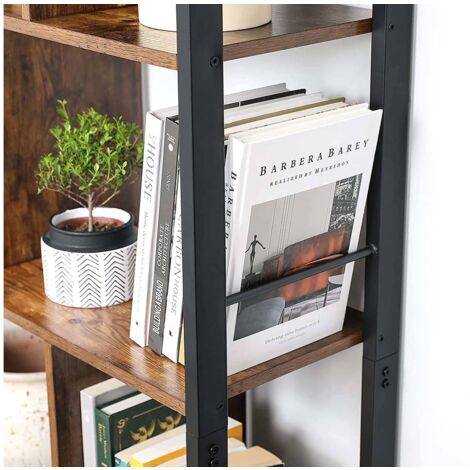 VASAGLE Libreria Angolare A 4 Ripiani - Scaffale Industriale In Acciaio E Truciolato, Marrone E Nero - Foto 3