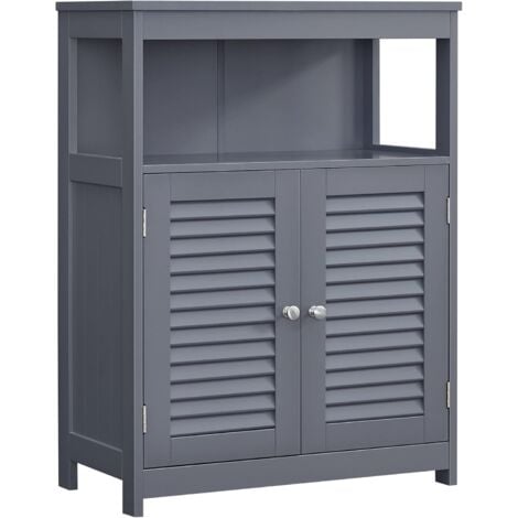 VASAGLE Mobile da Bagno, Armadietto da Bagno e Cucina, con Anta Doppia a Persiana, per Soggiorno, Cucina, Studio, Ingresso, Grigio da SONGMICS
